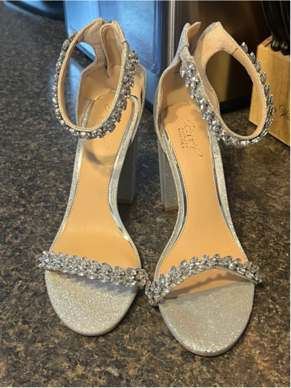 Jewel Badgley Mischka Mayra Ankle Strap Evening Sandals - Picture 2 of 12